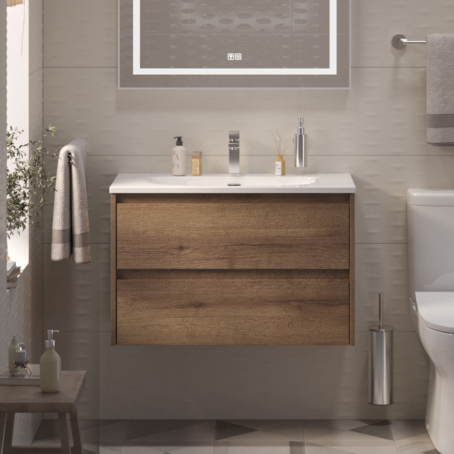 

Тумба с раковиной BelBagno Kraft 39 80 rovere tabacco, раковина BB-8099-3-80