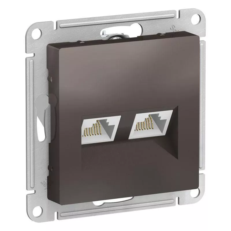 

Розетка компьютерная двойная RJ45 Schneider Electric AtlasDesign 5e кат UTP мокко ATN000685