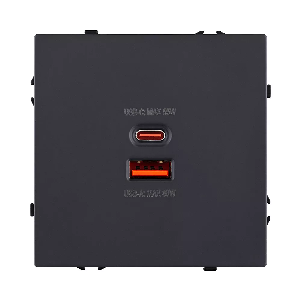 Розетка USB A+C 65W, черный матовый Kollinger Eclipse EC-024BK