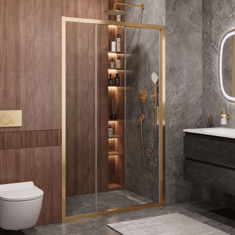 

Душевая дверь в нишу Cezares Molveno BF 3 120 C BORO IV 120 см, профиль брашированное золото, стекло прозрачное