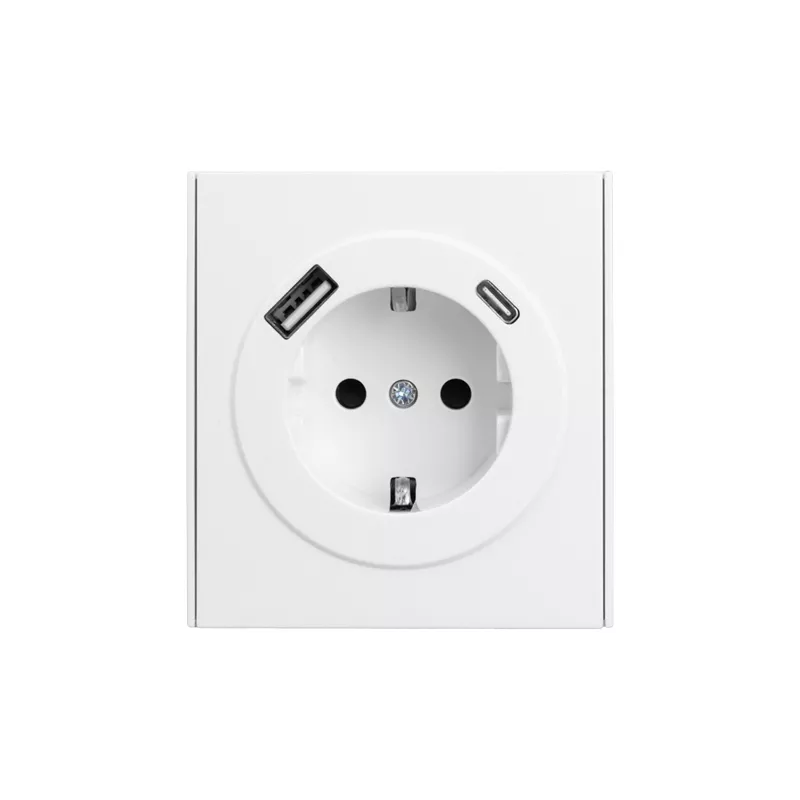 Розетка STRONG 1-ая с/з с/у з/ш 16А с USB A+C быстрой зарядки 5В/3А жемчуг KRANZ KR-78-0704-4