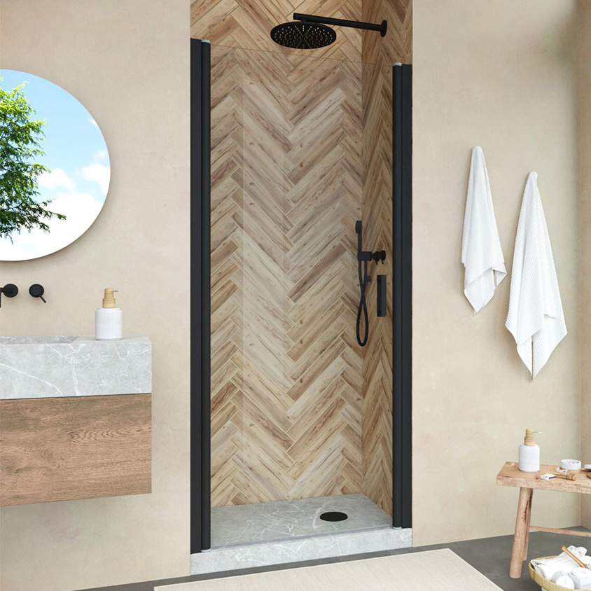 

Душевая дверь в нишу Vegas Glass EP Novo h2000 65 02М 01 профиль черный матовый, стекло прозрачное