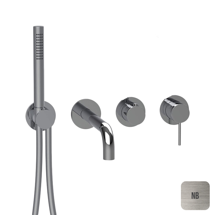 

ALMAR (Modular) Внешняя часть механич смесителя на 2-3 потреб, с ручным душем, круглые розетки, латунь, Nickel Brushed (для E169004, E169005)