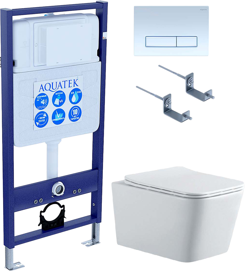 

Комплект Унитаз подвесной AQUATEK Либра New AQ0530N-00 безободковый, с микролифтом + Инсталляция Standard INS-0000012 + Комплект креплений KKI-0000002 + Кнопка KDI-0000021 белый глянец