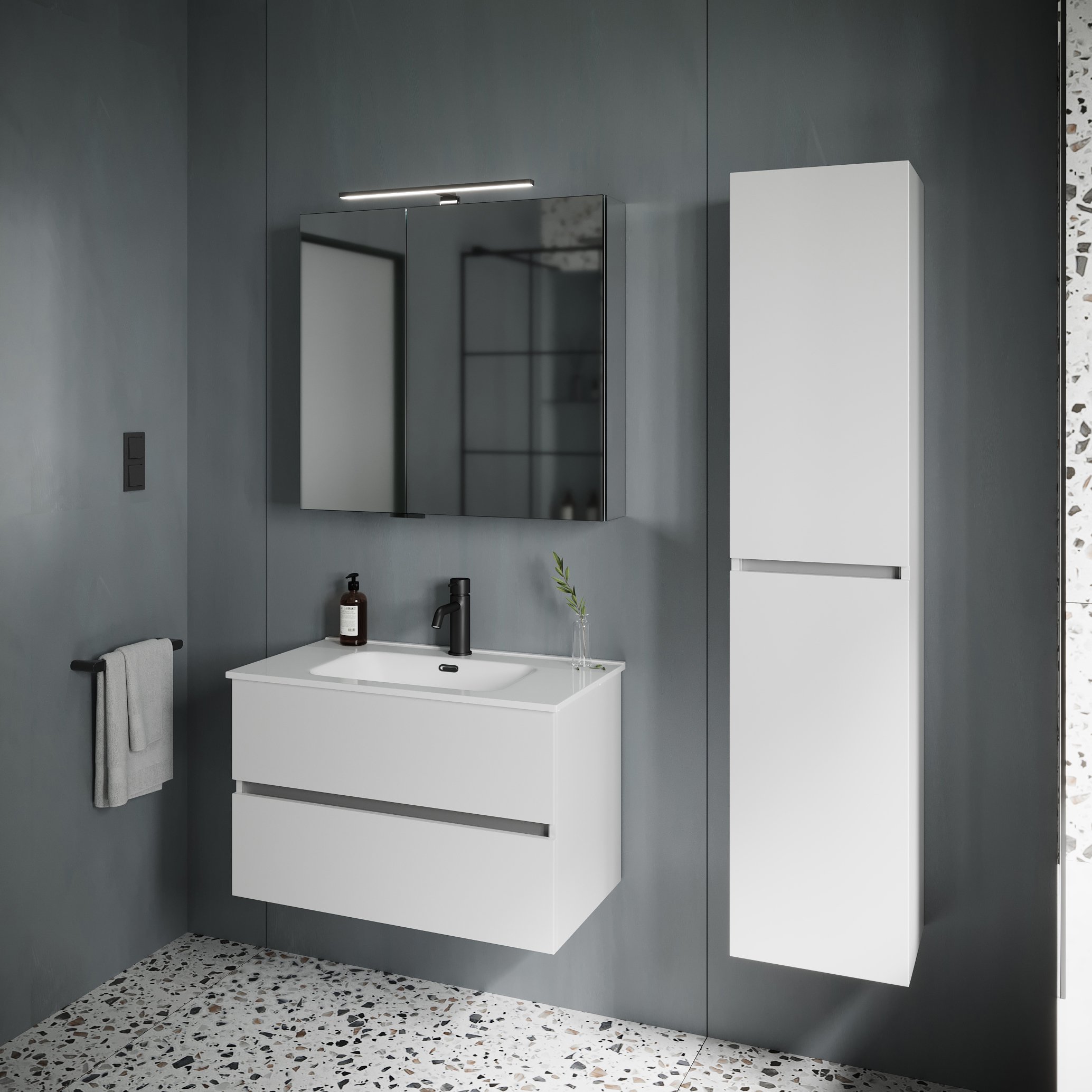 

Мебель для ванной комнаты Sancos Urban 80 см белый глянец