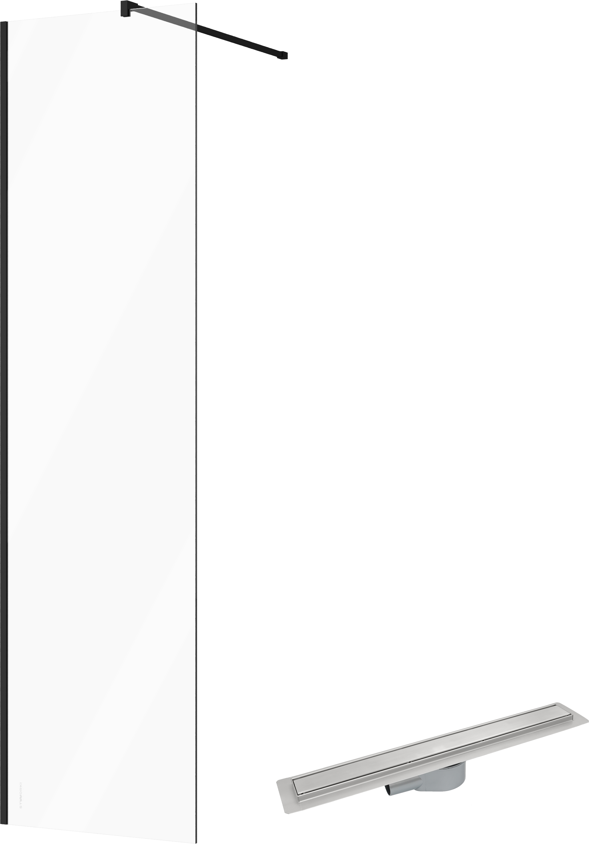 

Комплект Душевая перегородка STWORKI Берген 60 см, профиль черный матовый, прозрачное стекло с Линейным трапом CK DRAIN AQPP01-70 Inoks 70 см, из нержавеющей стали