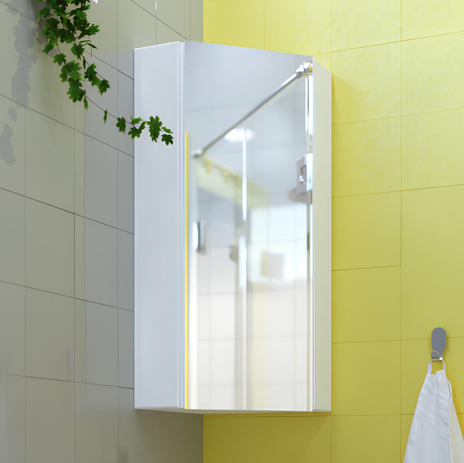 

Угловой зеркальный шкаф 1MarKa Penta 43 белый глянец