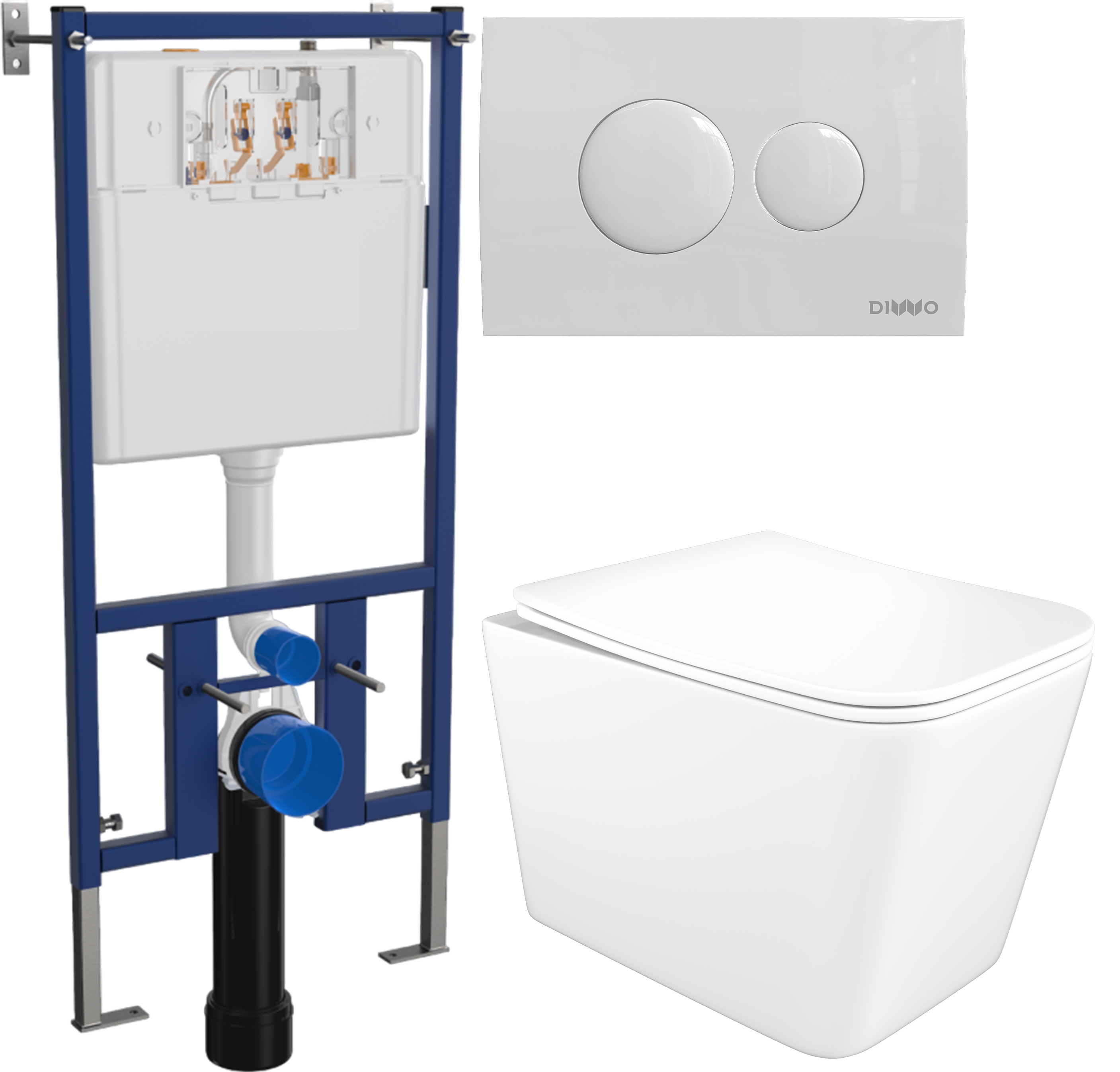 

Комплект 3 в 1 Унитаз подвесной STWORKI Молде S23401WH, безободковый, с микролифтом, антивсплеск + Инсталляция DIWO 4501 + Кнопка 7310 цвет глянцевый белый