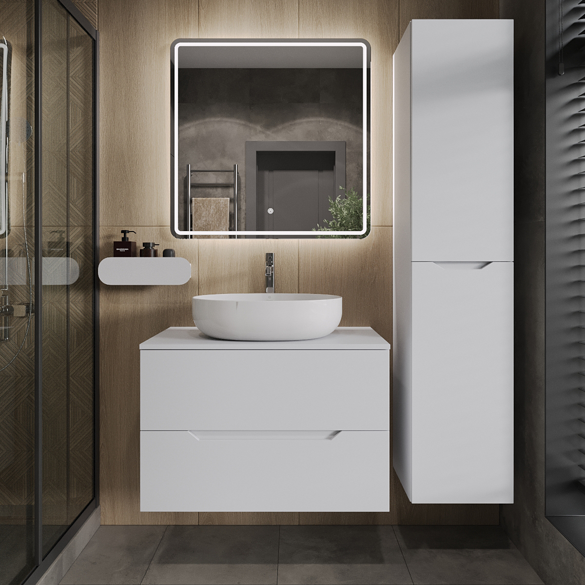 

Мебель для ванной комнаты Orange Line 80 подвесная, 2 ящика, матовая белая с раковиной B05-520W