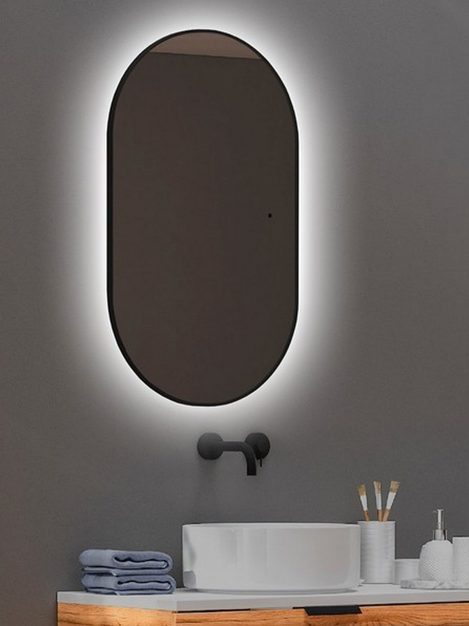 

Зеркало Abber Kontur AG6302SCB 55х105 см, с подсветкой, черное