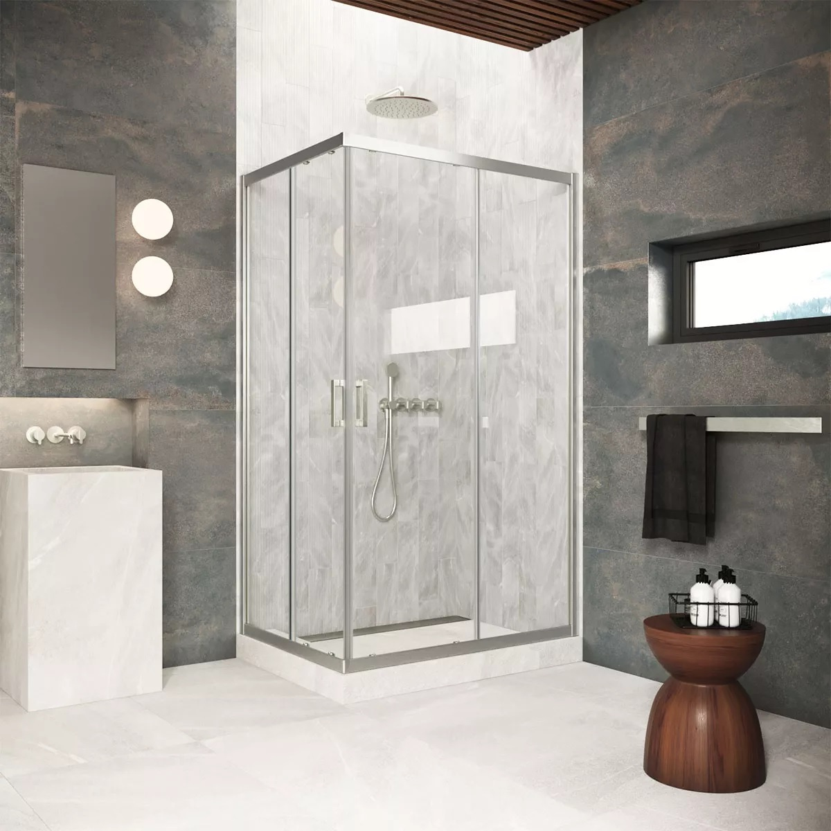 

Душевой уголок Vegas Glass ZA-F Protec 120*95 04 01 профиль никель, стекло прозрачное