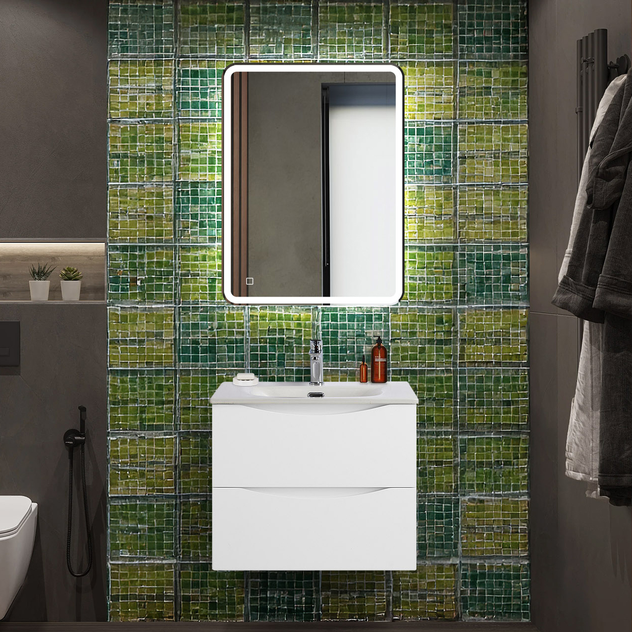 

Мебель для ванной комнаты BelBagno Marino-cer-n 60 подвесная, bianco lucido