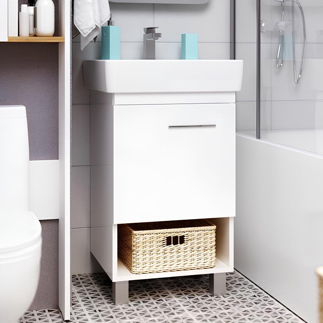 

Тумба под раковину без столешницы 1MarKa Tera 60Н напольная, белый глянец