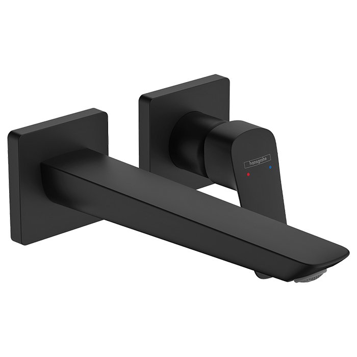 

HG Logis Смеситель для раковины, однорычажный, Fine скрытый настенный монтаж, с изливом 20,5 см, матовый черный