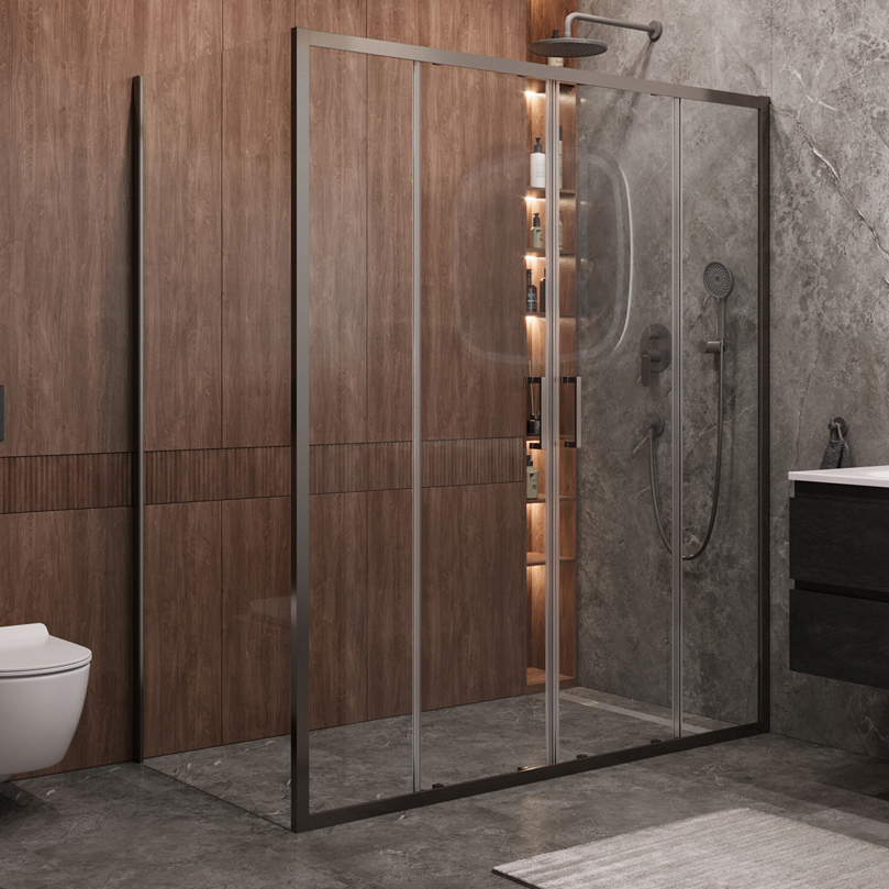 

Душевой уголок Cezares Molveno AH 2+1 170+90 C GM IV 170х90 см, профиль оружейная сталь, стекло прозрачное