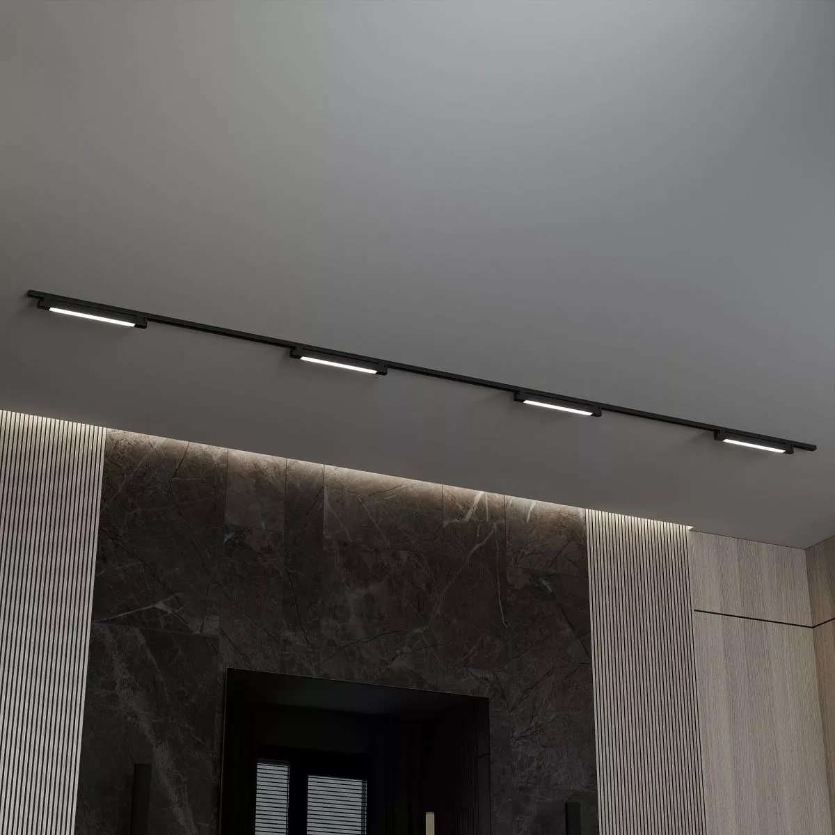 

Трековая система со светильниками №1 однофазная накладная Skylite (220В, форма - прямая, 4м, 3000K) черная Hesby Lighting HSBL_kompl_S001_NI4B3K