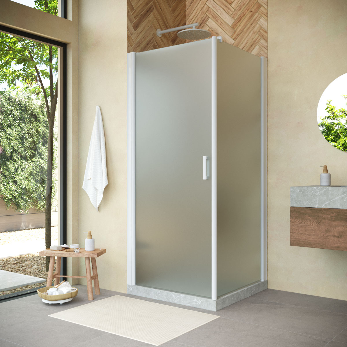 

Душевой уголок Vegas Glass EP-Fis Novo 90 01 10 L профиль белый, стекло сатин