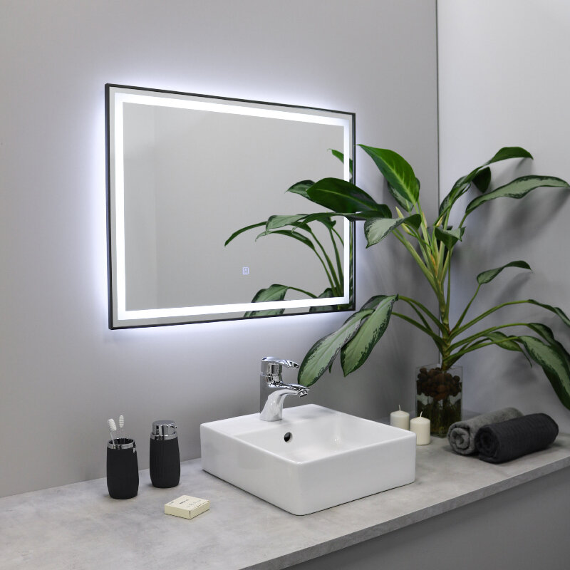 Зеркало с подсветкой LED Fixsen FX-2080F прямоугольное 80х60 см, графит