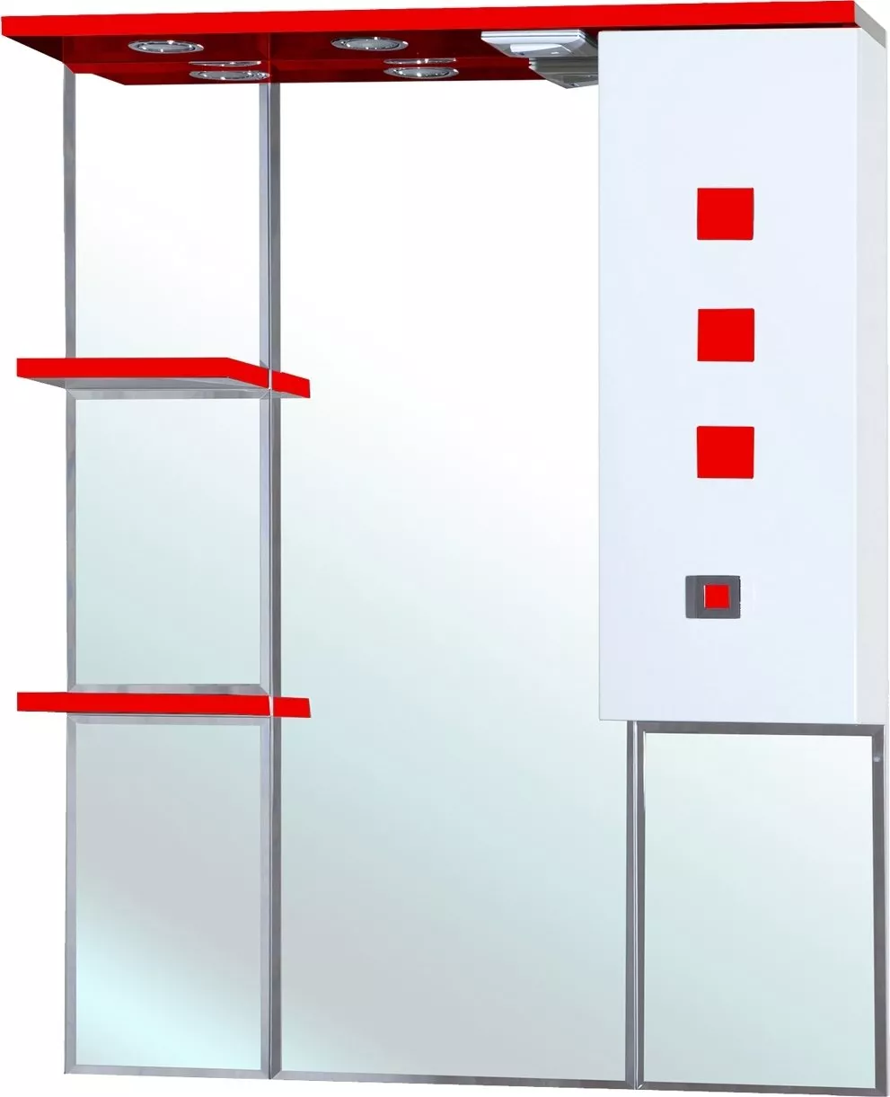 Зеркало-шкаф Bellezza Натали 80 R белый с красным, размер 74, цвет красный 4613313001242 - фото 1