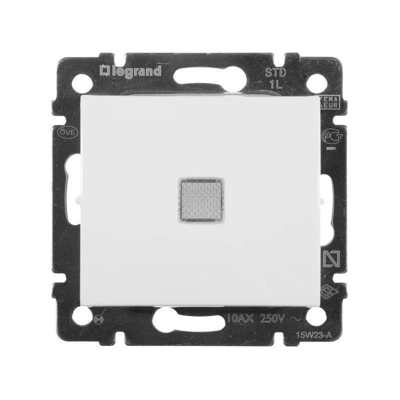 

Переключатель одноклавишный Legrand Valena 10A 250V с подсветкой белый 774410