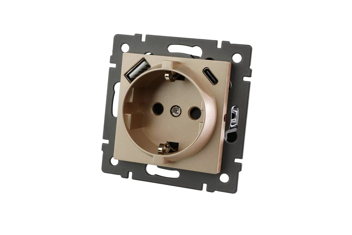 

Механизм розетки с USB зарядкой Arlight SCT-MUAC-PL-GD-V (250V, 16A) 049832