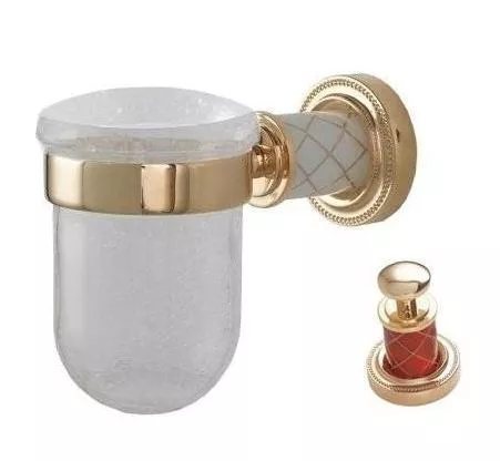 

Стакан для зубных щеток Boheme Murano золото с красным