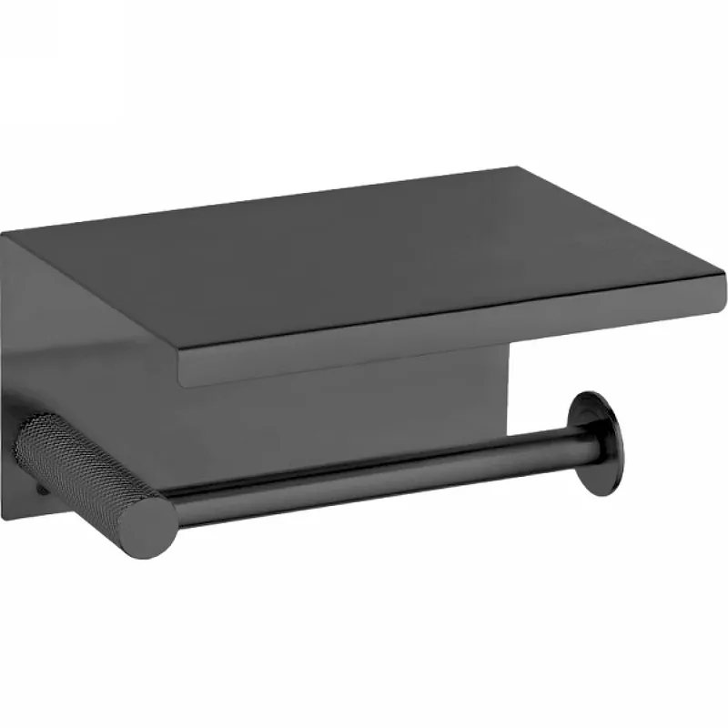 

Держатель туалетной бумаги Boheme Uno 10971-GM gun metal с полкой для телефона