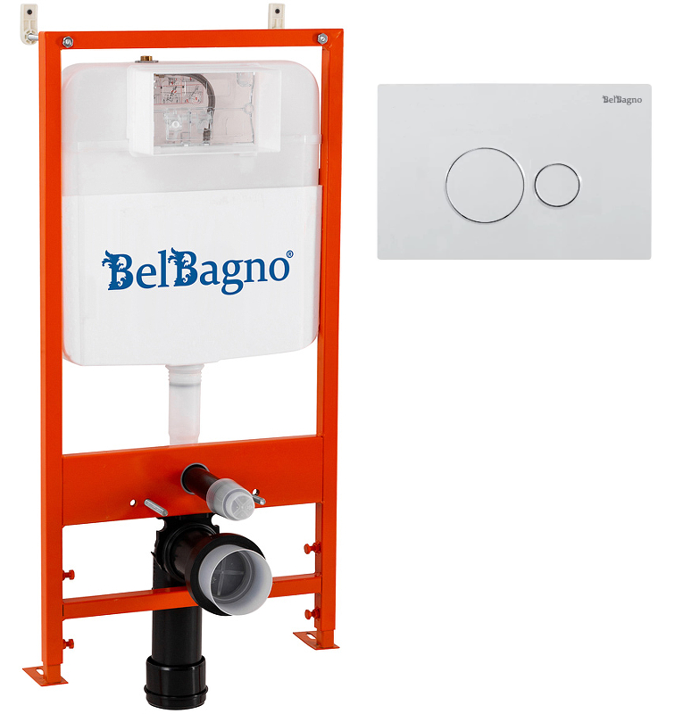 Система инсталляции для унитазов BelBagno с кнопкой смыва белый глянец