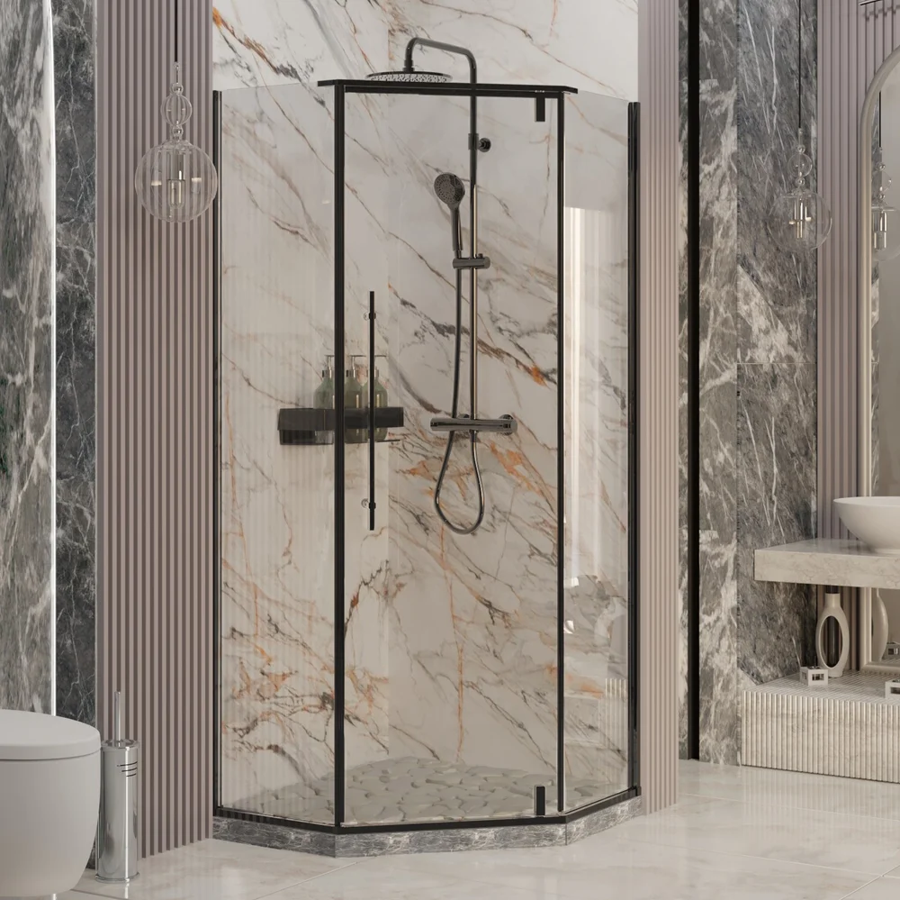 

Душевой уголок Ambassador Ritz 100х100 черный стекло прозрачное