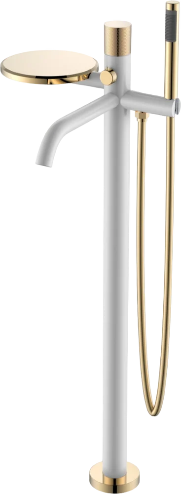 

Напольный смеситель для ванны с душем Boheme Stick 129-WG.2 white touch gold