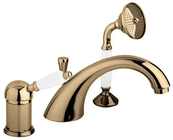 

Смеситель на борт ванны Cezares Elite ELITE-BVDM-02-Bi бронза, ручка белая