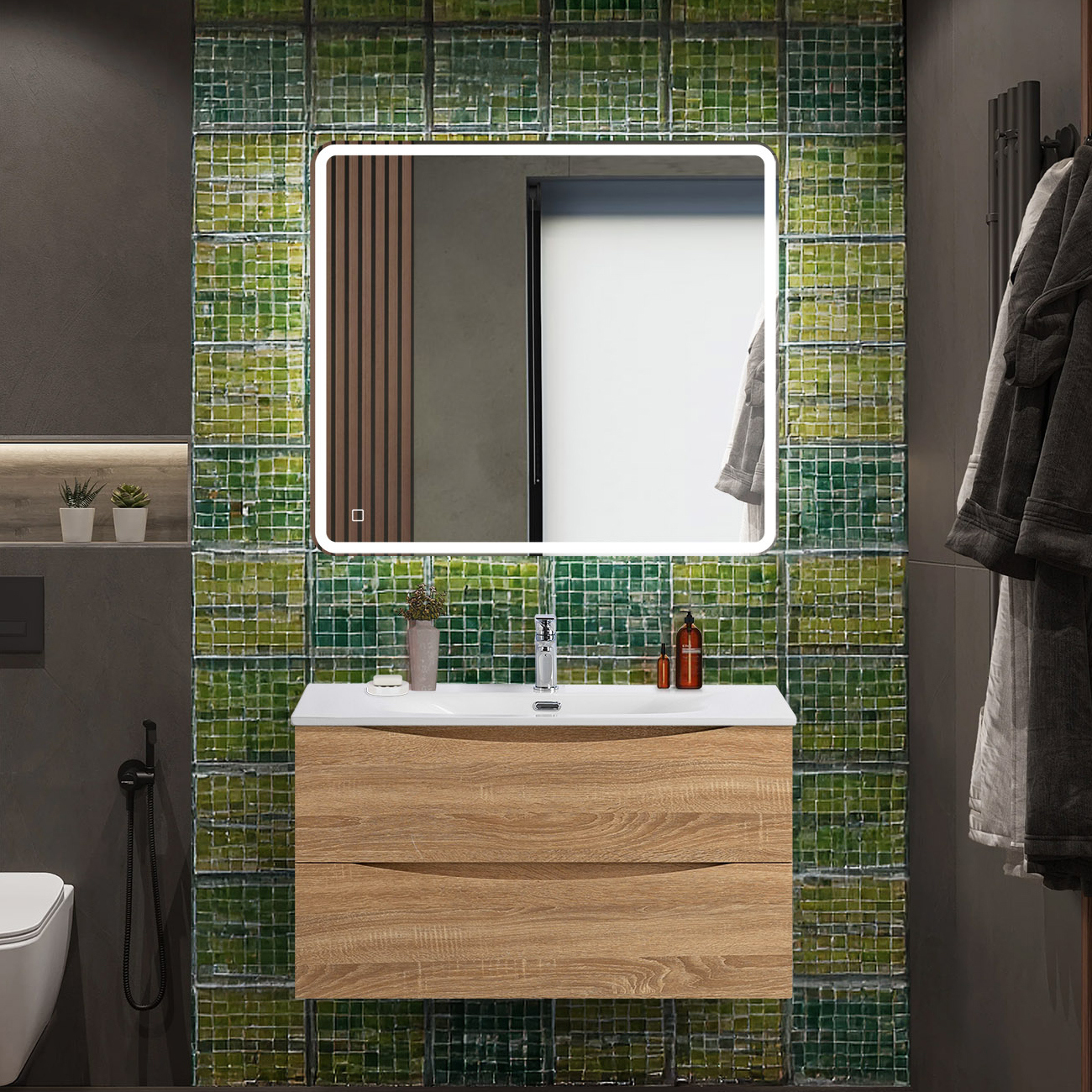 

Мебель для ванной комнаты BelBagno Marino-cer-n 90 подвесная, rovere bianco