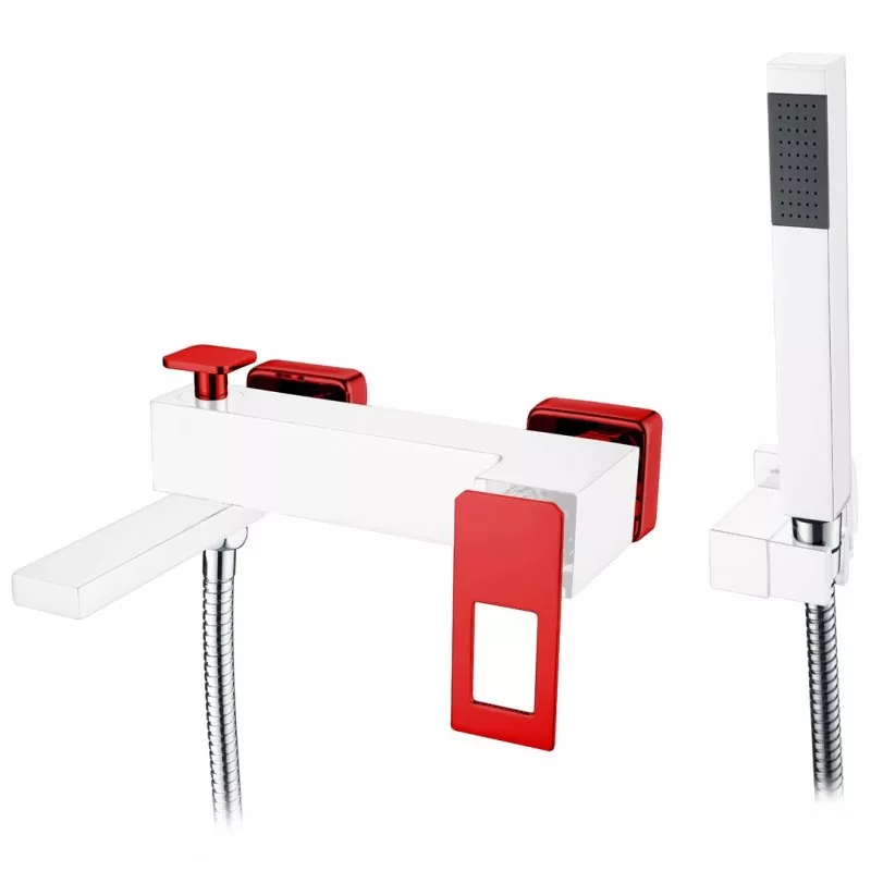 

Смеситель для ванны Boheme Q белый с красным