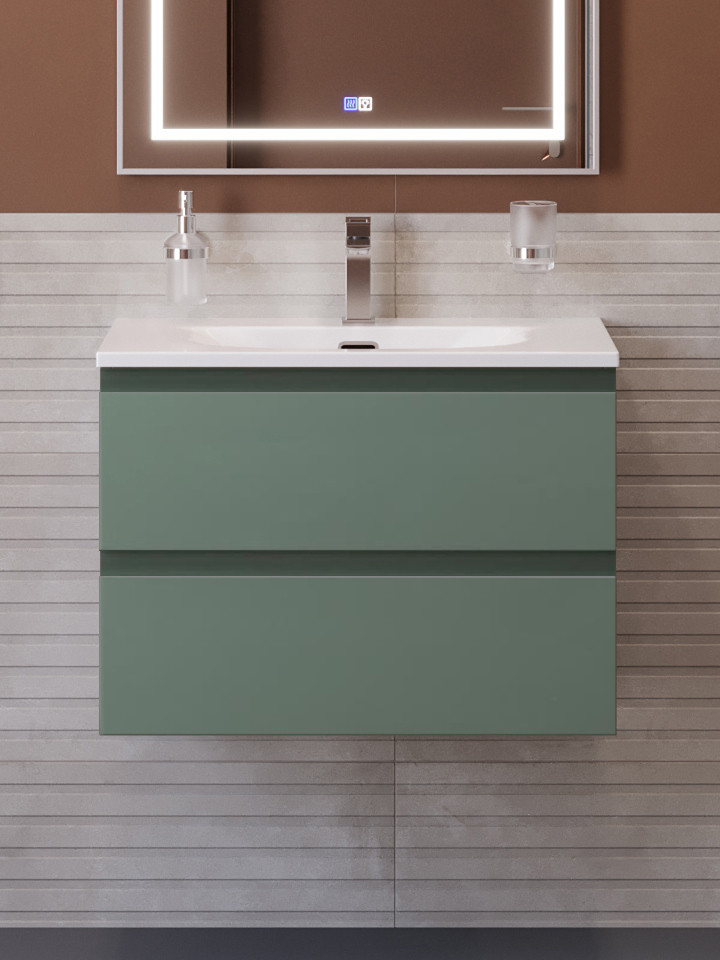 

Тумба с раковиной BelBagno Kraft 39 70 подвесная, матовая еловая, раковина bb-8099-3-70