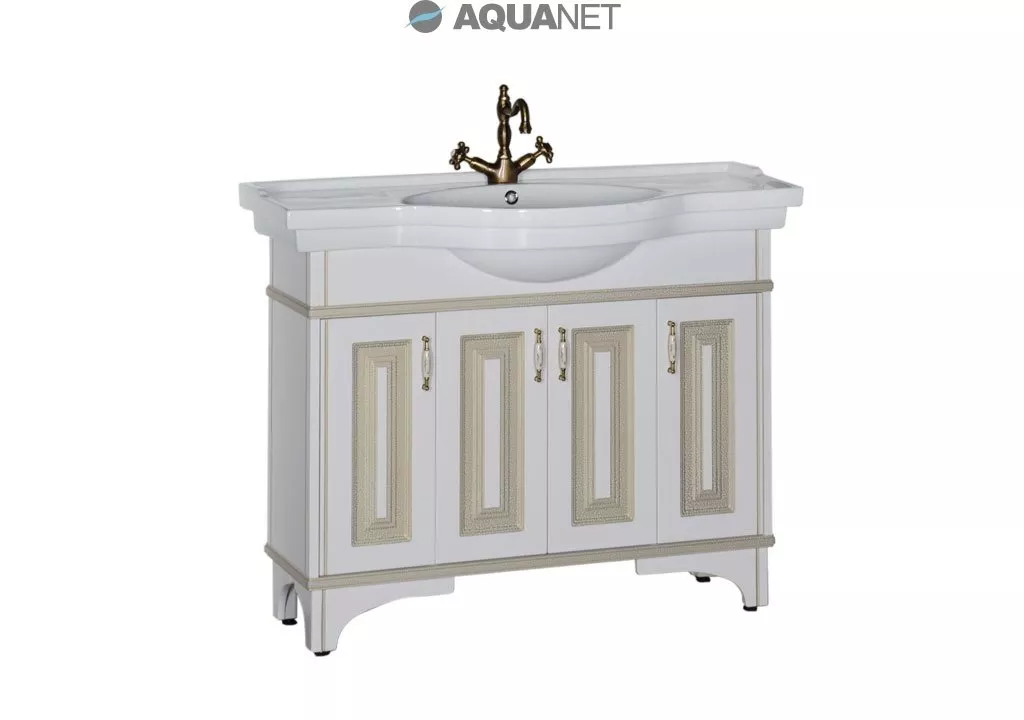 

Тумба под раковину Aquanet Валенса 110 см (00182654, Белый;золото