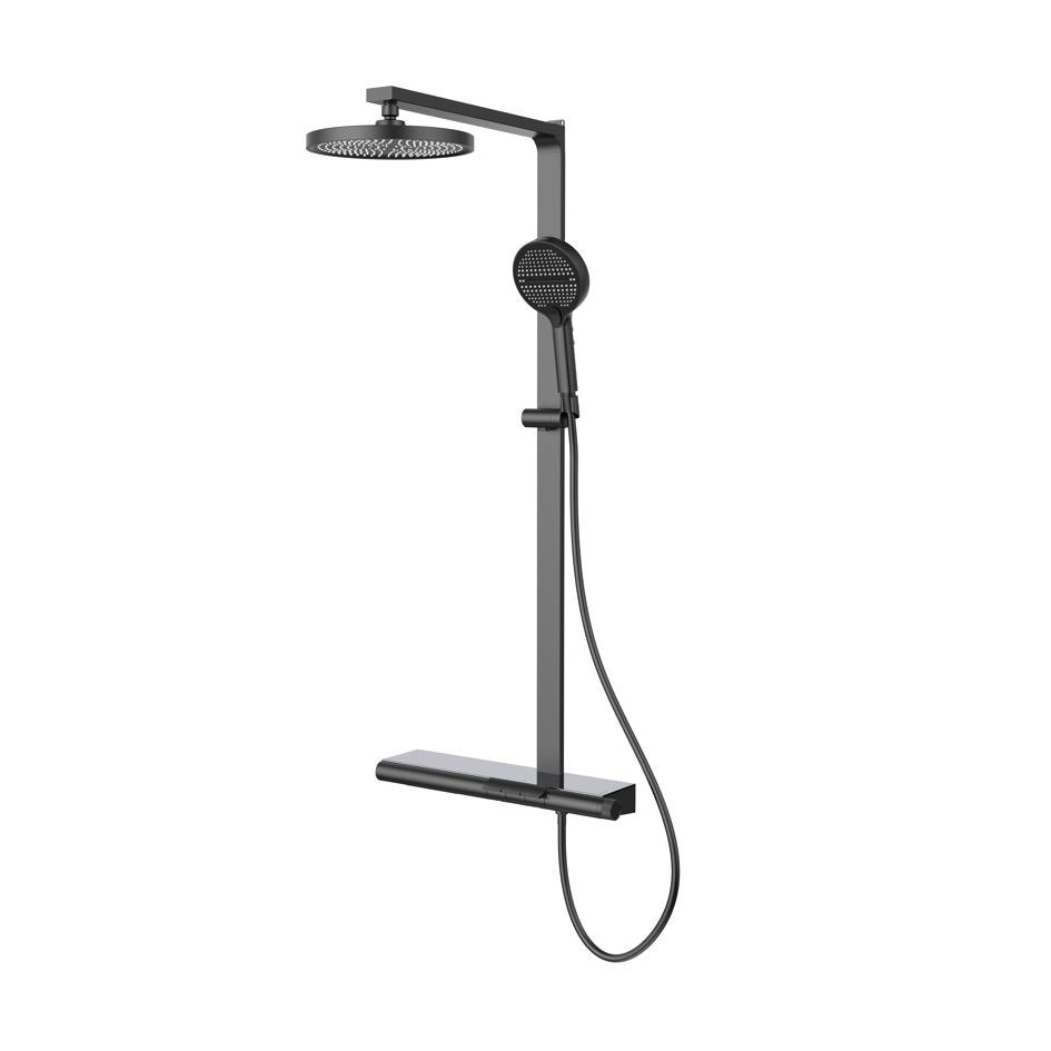 

Душевая стойка Vincea Aspire VSFS-4AS1GM с изливом, вороненая сталь