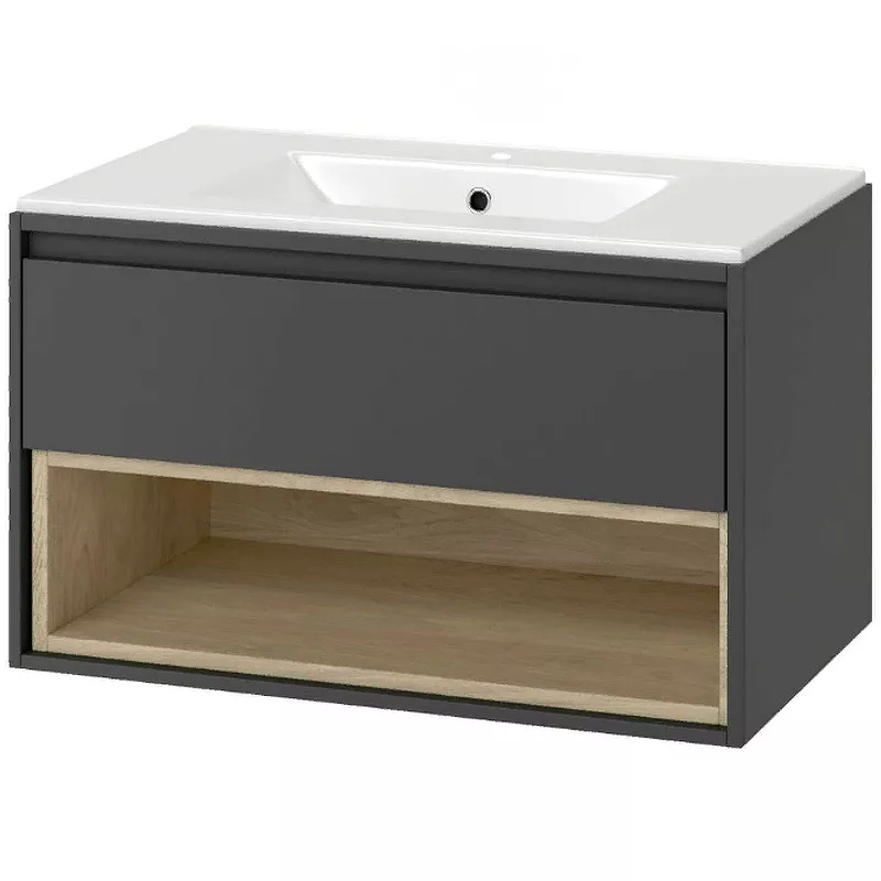 

Тумба под раковину EXCELLENT Tuto 80 серый - светлое дерево