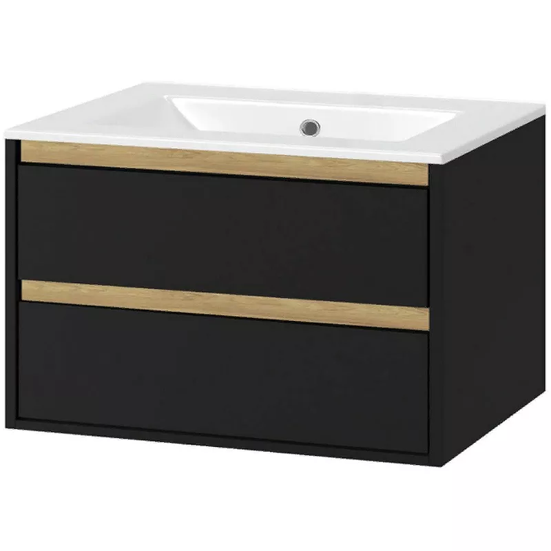 

Тумба под раковину EXCELLENT Tuto 80 черный матовый - светлое дерево