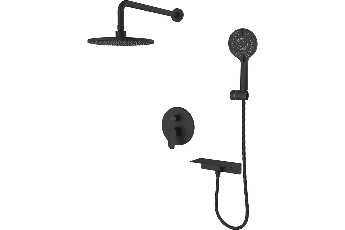 Душевой комплект Milardo Rora RORBL02M67 С ВНУТРЕННЕЙ ЧАСТЬЮ черный матовый 18690₽