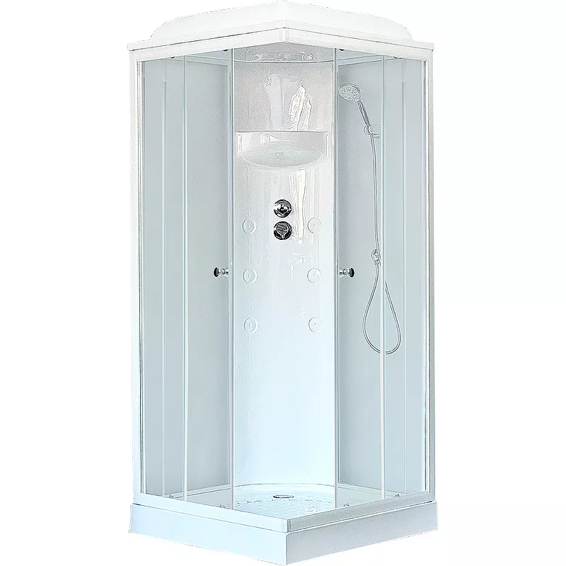   Santehnika Room Душевая кабина Royal Bath 80x80 профиль белый стекло прозрачное
