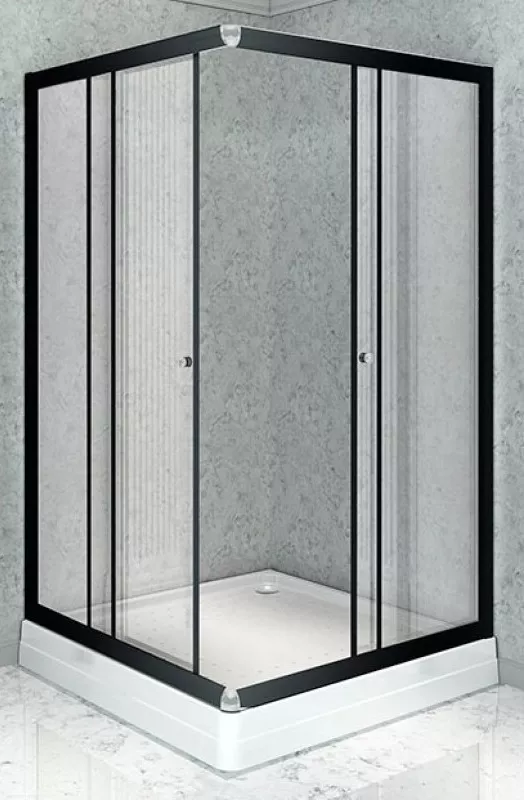 Душевой уголок Radomir Дрим 110x110 профиль черный стекло прозрачное без поддона