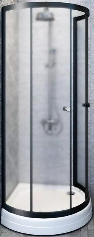 Душевой уголок Radomir Стронг 90х90 профиль черный стекло матовое с низким поддоном 1-03-6-0-0-1801 - фото 1