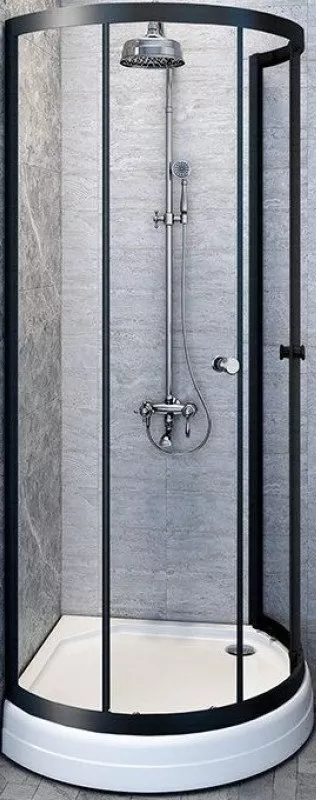 

Душевой уголок Radomir Стронг 90х90 профиль черный стекло прозрачное с низким поддоном