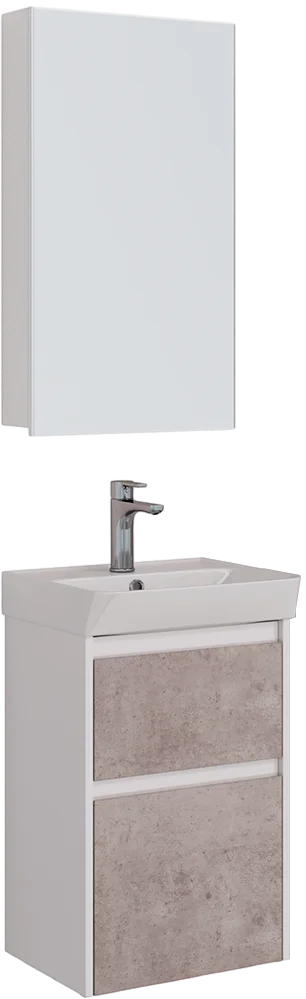 

Комплект мебели Lemark Combi 50 серый, бетон, белый глянцевый