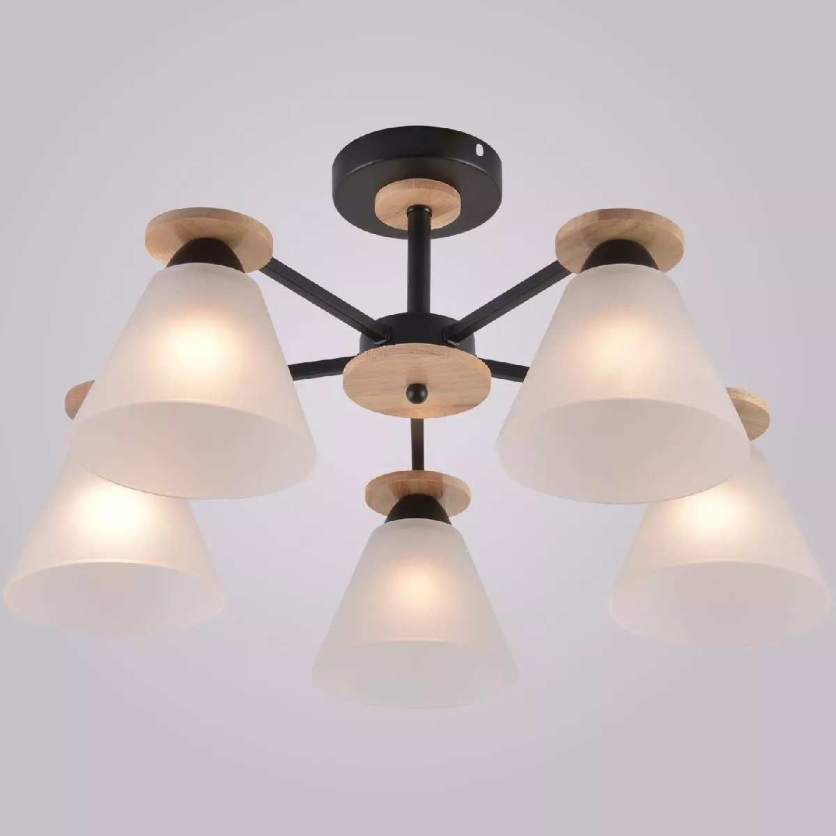 

Люстра на штанге Reluce 01625-0.3-05 BK+WOOD