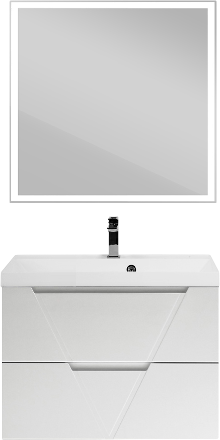 

Мебель для ванной комнаты BelBagno Vittoria 80 подвесная, bianco lucido,белая глянцевая раковина