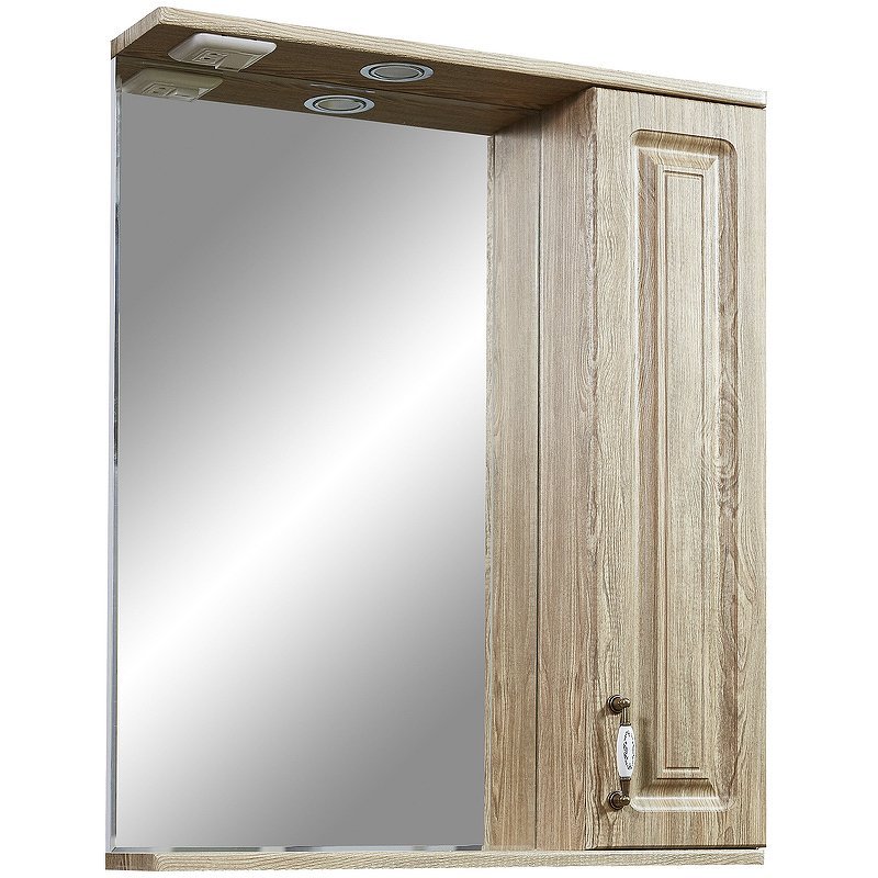Купить Зеркало-шкаф Stella Polar Кармела 65 R с подсветкой светлое дерево