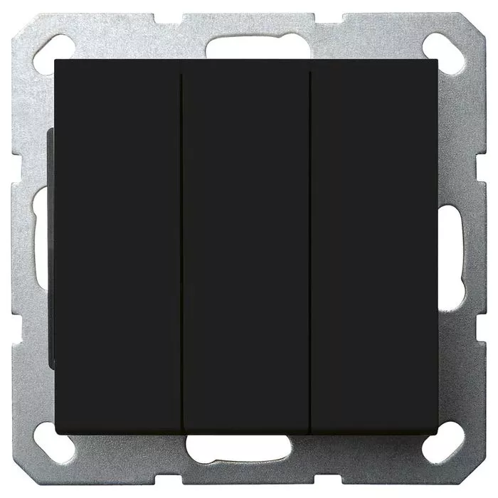 

Выключатель трехклавишный Jasmart с накладкой 10A 250V черный матовый (soft touch) G3031PB