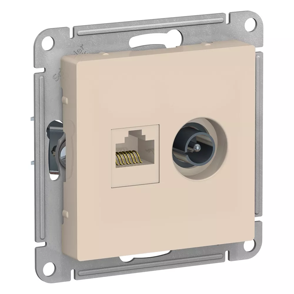 

Розетка компьютерная двойная RJ45+TV Systeme Electric AtlasDesign Беж ATN000289
