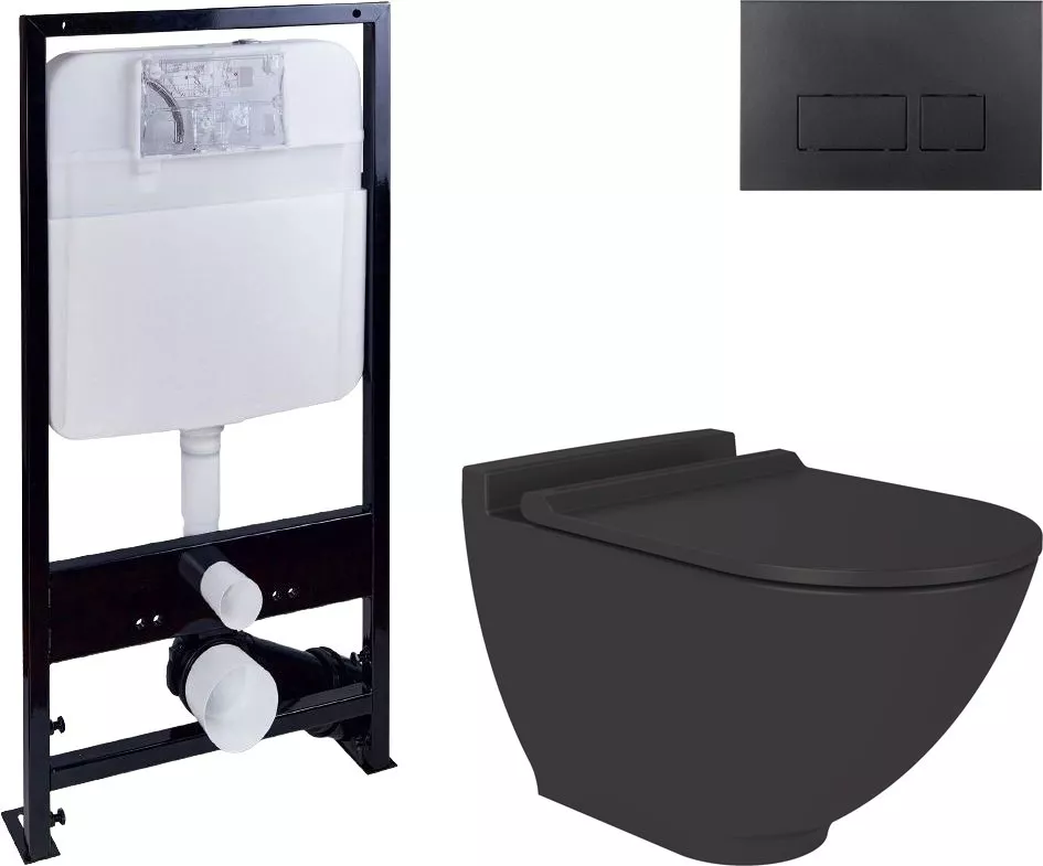 

Комплект Унитаз подвесной STWORKI Rotenburg SWH52 безободковый + Система инсталляции EWRIKA ProLT 0026-2020 + Кнопка смыва EWRIKA 0044 черная матовая